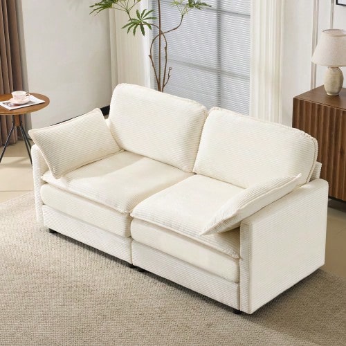 Modern And Simple Double Sofa, Comfortable And Spacious For The Living Room / Bedroom - Beige - View 1