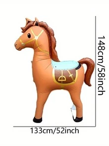 1pc 58-Inch Standing Horse Shaped Balloon, Racing Horse Party Decoration, Birthday Celebration Gift, Indoor Outdoor Decor - Large Noble Horse - View 10