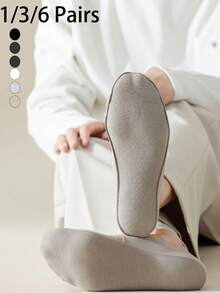 1/3/6 Pairs Men's Solid Color Breathable Soft Nylon Fabric Low-Cut Invisible Socks, With Anti-Slip Silicone Heel Pad, Suitable For Sports Or Daily Wear - Multicolor - View 3