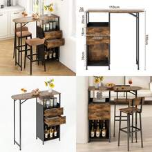 Barra de Cocina Muebles Alacenas Isla de Cocina con Tiene 5 Capas de Espacio de Almacenamiento Mesa de Bar para Zona de Descanso con 2 Cajones Adecuado para Comedor Sala Coffee Bar y Bar - Rstico - Ver 1