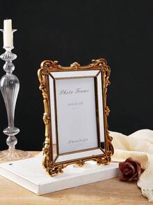 1pc Rococo Baroque 3D Embossed Floral Decor Frame, Exquisite Scrolling Pattern, Luxurious Metallic Trim, Vintage Elegant Vibe. Versatile For French, American, Minimalist Luxury, Retro Home Decor, Can Be Displayed On Desk Or Hung On Wall, Home, Wedding, Commemorative Decoration - Multicolor - View 8