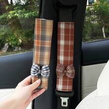 Miếng đệm vai dây an toàn ô tô họa tiết nơ kẻ caro sáng tạo, miếng bảo vệ vai sáng tạo, vỏ bọc vai dây an toàn ô tô - nơ - Xem 8
