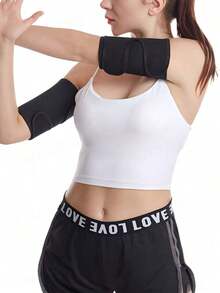 A Pair Of Solid Colored Armbands With Silver Sauna Coating Inside Gym Gym Accessories Coderas - Bạc - Xem 3