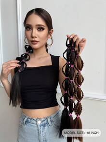 18英寸手工单件式假发辫,耐热合成假发辫,适合女性 - 彩色 - 查看 3
