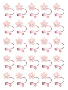 Bouchon de paille portable avec pendentif A-Z et décoration délicate de fleur de cerisier, accessoire de tasse à paille, couvercle de paille réutilisable en silicone anti-poussière, bouchon de paille, convient pour le bureau, le restaurant, le café, la cuisine, la chambre, les vacances, le camping, fournitures de voyage essentielles pour le printemps et l'été. Cadeau d'anniversaire, accessoire de mariage, cadeau de rentrée scolaire, cadeau de la fête des enseignants, cadeau de la fête des mères - Multicolore - Voir 3