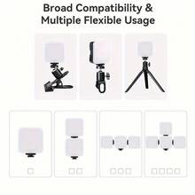 1 pieza Luz portátil para selfies y clip de teléfono - Brillo ajustable, luz LED portátil perfecta para selfies, maquillaje y luz de relleno de teléfono (requiere 3 pilas AAA, no incluidas) - A - Ver 8