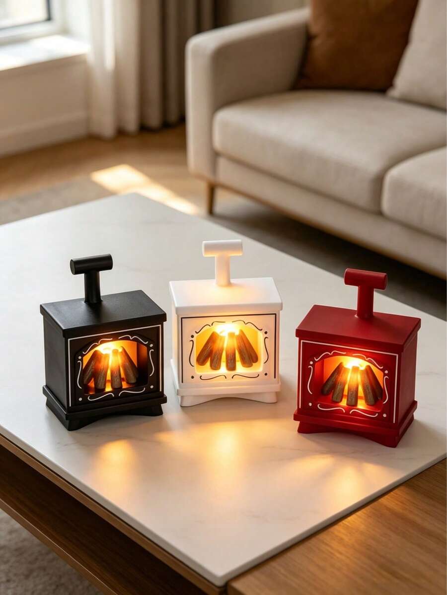 Vintage Fireplace Night Light, Bedroom Sleep Lamp, Desktop Healing Decor, Holiday Warm Atmosphere Light, Nordic Style Fireplace Shaped Lamp, Suitable For Multiple Scenes