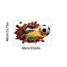 3D立体个性化墙贴，足球破墙而出，可移除防水乙烯基贴纸，适用于卧室、客厅、门、背景墙、家居装饰、卡通儿童房墙面装饰海报，自粘PVC贴纸 - C - 查看 8