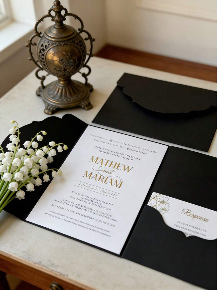 25pcs Tri-Fold Pocket Wedding Invitation Envelopes, Suitable For Engagement, 15th Anniversary, Birthday, Christening Etc., Minimalist Style Invitation Envelopes, DIY Invitations, 5*7 Inch Invitations, Pocket Invitations, Customizable Invitations, Creative Design Envelopes, Wedding Cards, Customizable Wedding Cards