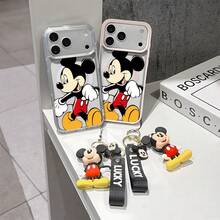This Disney Mickey Mouse Pattern Lanyard Phone Case Features A Strong Magnetic Closure And Full Coverage Of Acrylic And TPU Material. It's Shockproof, Lightweight, And Suitable For IPhone17/16/11/13/15/15 Plus/15 Pro/15 Pro Max/12/14 Pro Max/11 Pro Max/12 Pro/12 Pro Max/13. It's A Popular Birthday Gift, Business Gift, Durable, Stain-Resistant, And Fingerprint-Resistant New Phone Case For Men And Women. It Also Includes A Mickey Mouse Phone Case And Mickey Mouse Doll Bracelet. Compatible With SamsungGalaxy S20, S21, S22, S23, And S24 Series. It's The Perfect Gift For Friends And Family. This Stylish Phone Case Is Fun, Lightweight, And Durable. IPhone17 Pro Max Phone Case, Minnie Phone Case. - Hồng - Xem 3