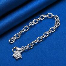 1PC 925 Sterling Silver Plated 8-Inch Delicate Openwork Star Bracelet For Women, Fashionable Wedding Party Jewelry Accessories - Silver - View 2