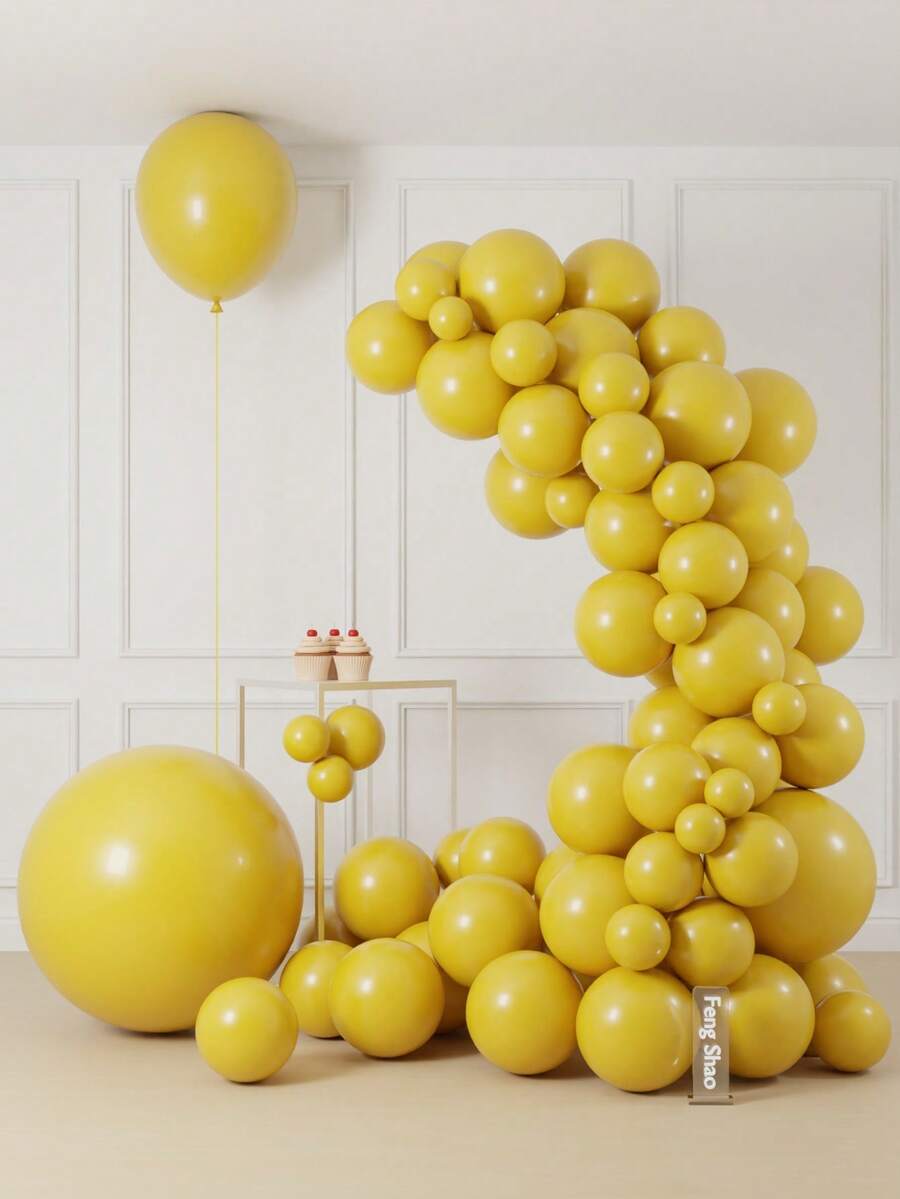 Mustard Yellow Balloons - 18 Inch, 12 Inch, 10 Inch, 5 Inch Vintage Mustard Yellow Autumn Balloon Garland Arch Set For Birthday, Wedding, Engagement, Baby Shower, Gender Reveal, Spring Bee Sunflower Cute Party Decorations
