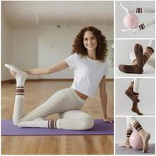 1 đôi/4 đôi tất yoga chống trượt chấm bi và sọc dành cho nữ, phù hợp mọi mùa, tất cổ cao chống trượt đa năng cho tập Pilates và các bài tập khác. - Nhiều màu - Xem 2