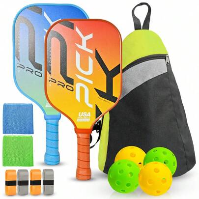 Pickleball Paddles, 2 Pickleball Paddles, USAPA Approved, Fiberglass, Carbon Fiber Pickleball Racket With 4 Indoor Outdoor Pickleball Balls And A Pickleball Bag, 4 Pieces Of Pickleball Grip Tape, 2 Pieces Of Sports Towels