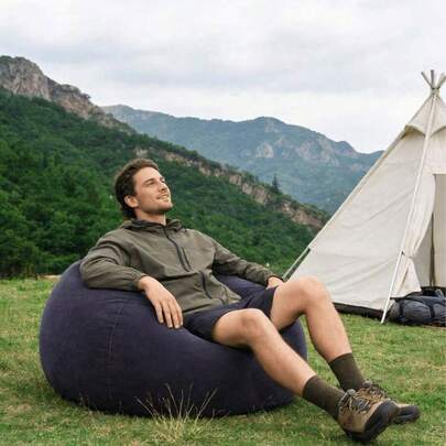1pc Inflatable Casual Chair For Adults, Waterproof Outdoor Bean Bag Chair, Portable Round Sofa Suitable For Backyard, Patio, Pool Side, Camping, Travel, Quick Inflation Comfortable Air Sofa - Waterproof Outdoor Sofa For Patio, Backyard, Camping And Pool Side