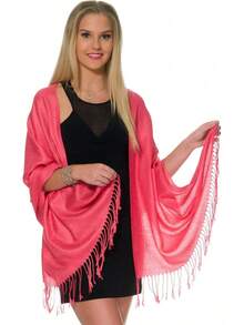 Shawls And Wraps Evening Dresses, Large Soft  Wedding Shawl - 粉紅紫紅色 - 查看 5