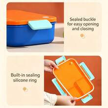 1pc Microwave- Bento Box, Divided Lunch Box With Utensils, Leak-Proof Adult Lunch Box For Work, Compartment Food Storage Container, Insulated Lunch Bag - Multicolor - View 7