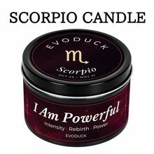 EVODUCK Vela del Zodiaco, Vela Aromática de Cristal del Zodiaco Escorpio, Vela de Lata de 3oz con Sándalo y Mirra con Cristales de Labradorita y Amuleto en el Interior, Soy Poderosa Regalo de Astrología para Mujeres, Regalo de Cumpleaños para Ella, Vela de Meditación y Autocuidado, Decoración Mística para el Dormitorio - Velas del zodíaco - Ver 20