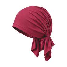 CONFLASS 2/1pc Women's Solid Color Triangle Pre-Tied Headscarf, Soft Comfortable Skin-Friendly Elastic Chemotherapy Hat, Breathable Headscarf, Suitable For Hair Loss Cancer Patients, With Lining Muslim Sleep Cap - Multicolor - View 13