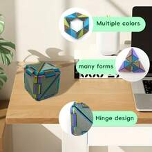 3D打印耐用可变形可折叠便携式多面翻转拼图魔方，办公装饰，提升注意力，打发无聊时光，艺术手持玩具，易于携带，创意新颖的圣诞节、新年及各种节日礼物。 - 彩色 - 查看 8