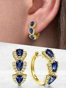 1 Pair Fashionable Cubic Zirconia Earrings, Jewelry For Women's Wedding Anniversary, Engagement Party, Valentine's Day Gift, Gift For Mom, Mother's Day - 1# - View 14
