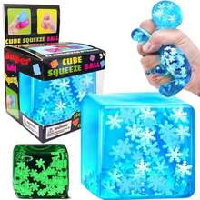 Adult Stress-Relief Toy, Glowing Snowflake Cube Squeeze Ball, Slow-Rebound Candy Toy, Sensory Toy, Malt Ball Stress-Relief, Suitable For Party Favors And Birthday Gifts. - 1件藍色 - 查看 13