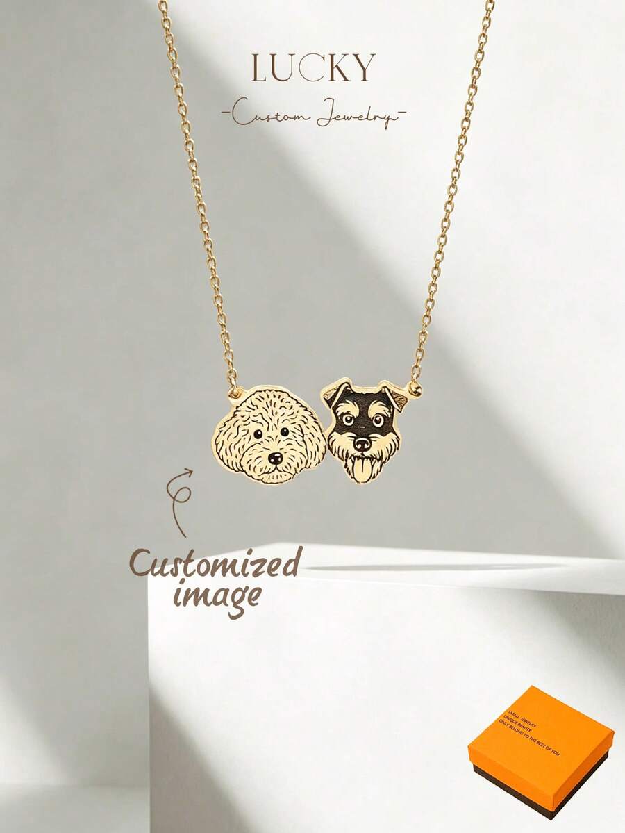 Personalized Pet Portrait Bracelet, Pet Memorial Bracelet, Customized Pet Photo Jewelry, Pet Loss Memorial Bracelet, Cat And Dog Bracelet, Gift For Her, Minimalist Everyday Style Customization, Includes Gift Box, Suitable For Valentine's Day, Birthday, Mother's Day And Everyday Gifts - Pet Portrait Necklace - View 1