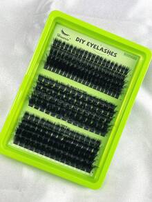 245 piezas Extensiones de pestañas individuales naturales con rizo D, clusters de pestañas esponjosas y suaves, extensiones de pestañas individuales con efecto dramático para realzar los ojos, para hacer en casa - D - Ver 6