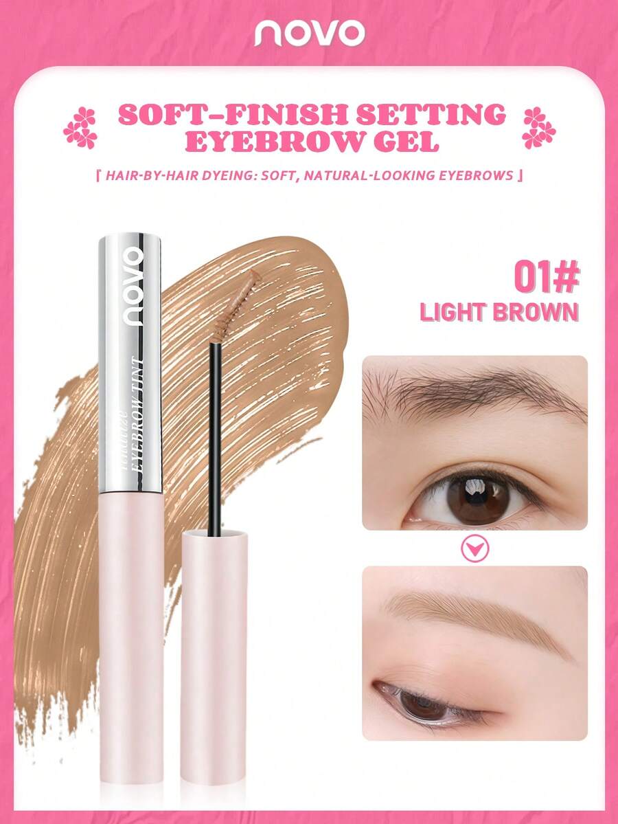 NOVO Waterproof, Sweat-Resistant, Long-Lasting Eyebrow Gel, Natural Fluffy Brow Definition, Suitable For Daily, Date, Spring/Summer, Party, Travel, Y2K Cute Looks, All Makeup Styles, All Hair Colors - 01# Light Brown - View 1