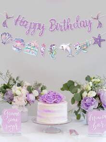 Mermaid Happy Birthday Banner, DIY Birthday Decorations With Cute Mermaid, Happy Birthday Party Decorations For Boy Or Girls - Mermaid - View 6