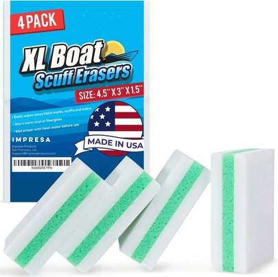 Impresa Boat Scuff Eraser 4 Pack - XL Boat Cleaner - Made In USA- Effectively Cleans Marks &Amp; Dirt From Fiberglass, Aluminium, Gelcoat, Plastic &Amp; Metal - Marine Vessel Products Boat Scuff Accessories