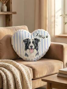Cojín decorativo con forma de corazón personalizado, cojín de pareja con foto para dos personas, se pueden personalizar con fotos personales o de actores, mascotas, cantantes e ídolos favoritos, expresa amor con diseño en forma de corazón, adecuado para parejas y decoración del hogar, decoración del hogar romántica | Diseño interesante | Cojín decorativo - Subir personalización de imagen - Ver 10