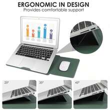 Premium PU Leather Laptop Sleeve, Optional Built-In Stand/No Stand And Detachable Mouse Pad, Fits 13-16 Inch Tablets, Chromebooks And Laptops, Shockproof Waterproof Scratch-Resistant Laptop Storage Bag, Minimalist Travel Accessory, Black/Grey/Pink Optional - Black - View 4