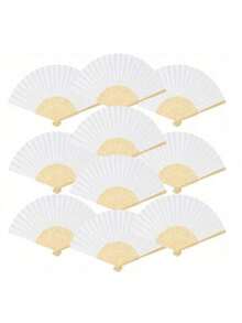 1/5/10/20pcs Retro Handheld Folding Paper Fans, Portable Bamboo Fans, Perfect Summer Accessory To Keep Cool, Fashionable Choice For Parties And Events - Multicolor - View 12