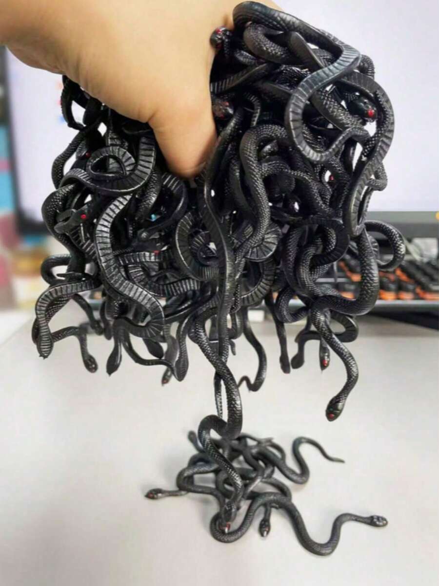 逼真软橡胶蛇玩具，仿真蛇模型，万圣节派对趣味恶搞礼物，新款手指游戏 - 彩色 - 查看 1