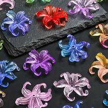 20 Stücke 41x45mm Acryl Iris Blumen Perlen für DIY Schmuck & Basteln, transparente Farbverlauf Kristallfarben, für Armbänder, Haaraccessoires, Heimdekoration - die Blumen - Übersicht 8