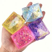 Aurora Glitter Cube Squeeze Toy, Shiny Cube With Floating Glitter, Soft Texture, Office Desk Toy, Suitable For Personal Gifts, Christmas Gift CAMZ - 長方形立體極光(1個,顏色隨機) - 查看 9