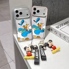 This Disney Mickey Mouse Pattern Lanyard Phone Case Features A Strong Magnetic Closure And Full Coverage Of Acrylic And TPU Material. It's Shockproof, Lightweight, And Suitable For IPhone17/16/11/13/15/15 Plus/15 Pro/15 Pro Max/12/14 Pro Max/11 Pro Max/12 Pro/12 Pro Max/13. It's A Popular Birthday Gift, Business Gift, Durable, Stain-Resistant, And Fingerprint-Resistant New Phone Case For Men And Women. It Also Includes A Mickey Mouse Phone Case And Mickey Mouse Doll Bracelet. Compatible With SamsungGalaxy S20, S21, S22, S23, And S24 Series. It's The Perfect Gift For Friends And Family. This Stylish Phone Case Is Fun, Lightweight, And Durable. IPhone17 Pro Max Phone Case, Minnie Phone Case. - Màu xanh lam - Xem 3