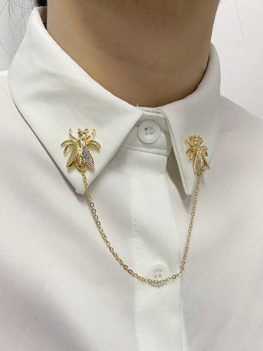 1枚简约别致可爱蝉形胸针，复古金色蝉形翻领别针，适合日常、派对、约会、节日佩戴，也是送给朋友、家人、情侣的纪念礼物，珠宝配饰