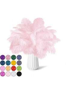5pcs/Set 20-25cm Colorful Artificial Ostrich Feathers, Craft Supplies, Wedding Decoration, Handmade Accessories, Tabletop Centerpiece, Carnival Decor - Multicolor - View 3