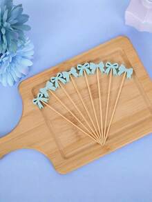 5-Inch Bow Toothpicks, Cake Picks, Fashionable Cocktail Picks, Appetizer Picks, Ideal For Decorating Fruits, Beverages, Sandwiches, Desserts, Baby Showers And Girls Birthday Parties - Multicolor - View 5