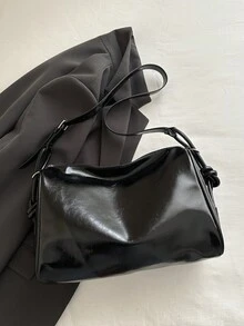 Nueva bolsa de hombro de gran capacidad para uso versátil en viajes y transporte, de unicolor y de alta gama para mujeres - Negro - Ver 8