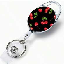 1pc Cute Pink Cherry ID Badge Clip, Single-Sided Oval Nurse Badge Reel Retractable, Sweet Versatile Badge Holder, Durable Name Tag Clip Keychain For Nurses, Men, Women, Staff, Medical, Teachers, Social Workers, Medical Assistants, Nurse's Day, Teacher's Day Gift - Sweet Style - View 15