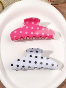 2 chiếc kẹp tóc hình bán nguyệt chấm bi hồng trắng bằng acrylic, kiểu Pháp cổ điển, mềm mại, chất lượng cao, thích hợp cho búi tóc, tóc đuôi ngựa, công sở, thường ngày, hẹn hò, du lịch, lễ hội, tiệc tùng. - Nhiều màu - Xem 1