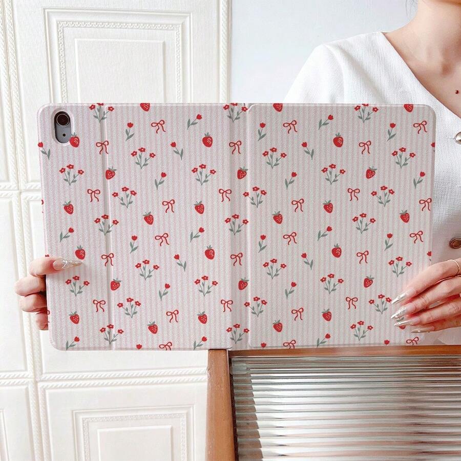 1 pieza Funda para tableta con estampado floral y de lazo con ranura para bolígrafo, soporte magnético de varios ángulos con función de suspensión/activación automática, compatible con iPad PRO/AIR, compatible con SAMSUNG, compatible con XIAOMI Pad 5/6/35, compatible con Oppo Pad, compatible con Huawei Matepad, compatible con Vivo Pad, compatible con Honor Pad, compatible con Xiaoxin Pad - Multicolor - Ver 1