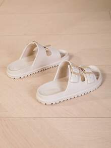 Novo Chinelo Interno Doméstico Macio e Confortável de Sola Grossa e Elevada em EVA Sólido, Adequado para Estudantes. Chinelo Externo Ajustável de Duas Tiras na Moda, Adequado para Escritório, Viagem, Praia, Compras, Caminhada, Absorção de Impacto, Ajuste Largo. Múltiplas Opções de Cores. - Damasco - Visão 12