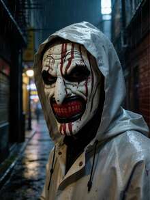 1 Set Halloween Maske Maskenball Horror Requisite abgetrennte Clown Maske mit Hut Clown Kopfbedeckung <Zufällige Farbe> - Übersicht 8