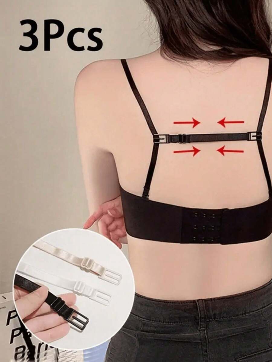 3pcs Adjustable Non-Slip Elastic Bra Strap Clips, Suitable For Sports Bras - Multicolor - View 1