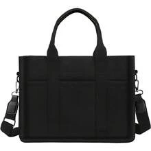 2026hot SeIIing  Canvas Tote Bag For Women With Zipper Closure & Individual Compartments For Work College For Teacher & Nurse - 黑色 - 查看 9