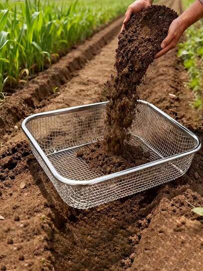 1 cái lưới lọc đất vườn bằng thép không gỉ | Kích thước dụng cụ làm vườn tiêu chuẩn | Lý tưởng để lọc đất tại nhà, thích hợp cho cây mọng nước và lọc chất nền bể cá.